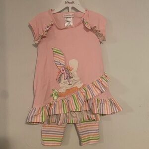 Bonnie Jean Pink Dress with Striped Accents
